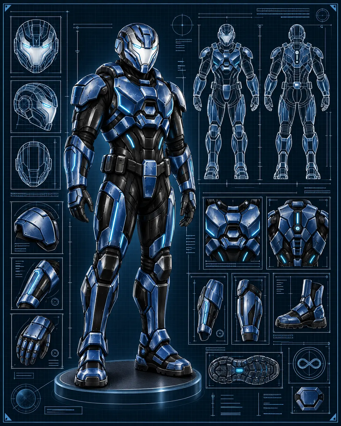 Later full Pulse Ranger armour displayed on a technical mannequin